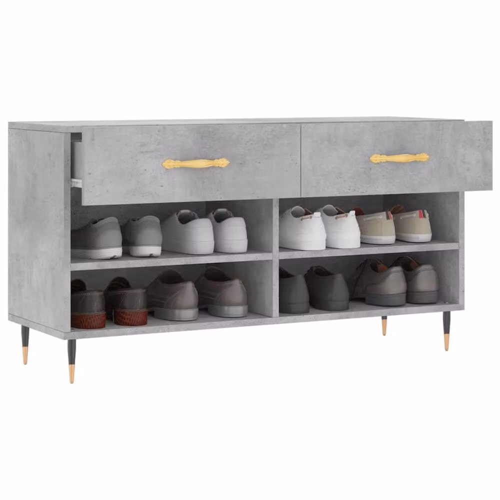 Berkfield Home Industrial Shoe Bench in Concrete Grey, W/D/H: 102 x 35 x 55 cm – 3
