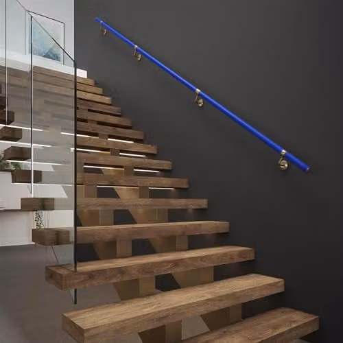 Rothley 40mm Steel Wall Mounted Indoor Staircase Handrail Kit in Blue