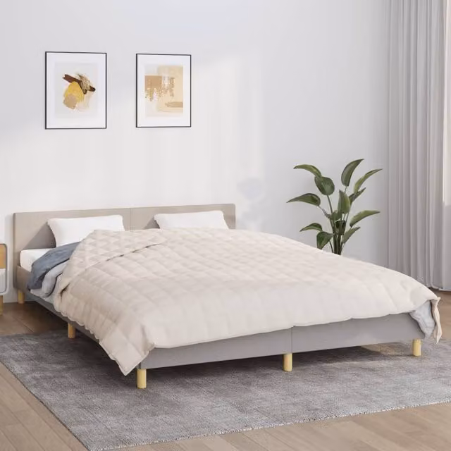 Berkfield Home Weighted Blanket in Beige, W: 200 cm, D: 220 cm, 13 kg – 1