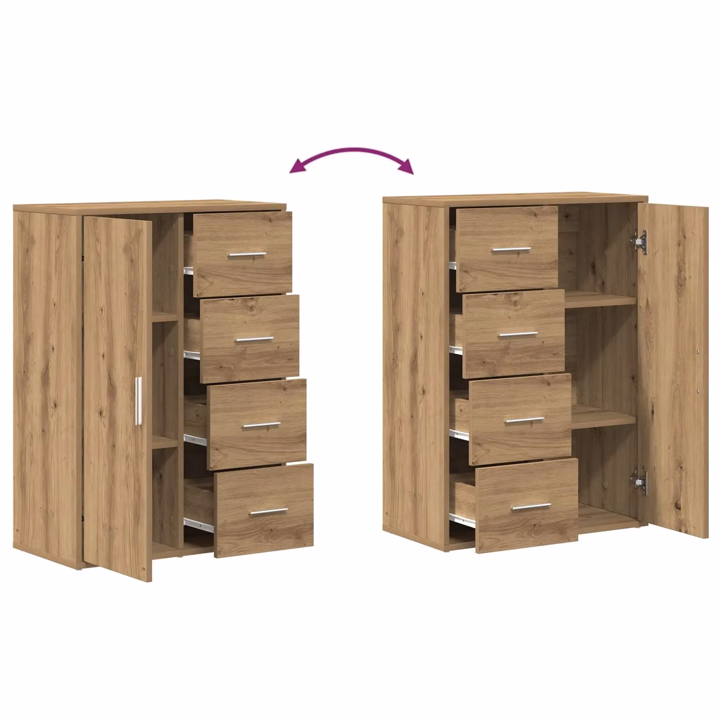 Berkfield Home Artisan Oak Sideboard in Brown, W/D/H: 60 x 31 x 84 cm – 3