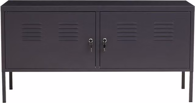 Orsina Grey Metal Two Door Locker Cabinet with Internal Shelves and Lock