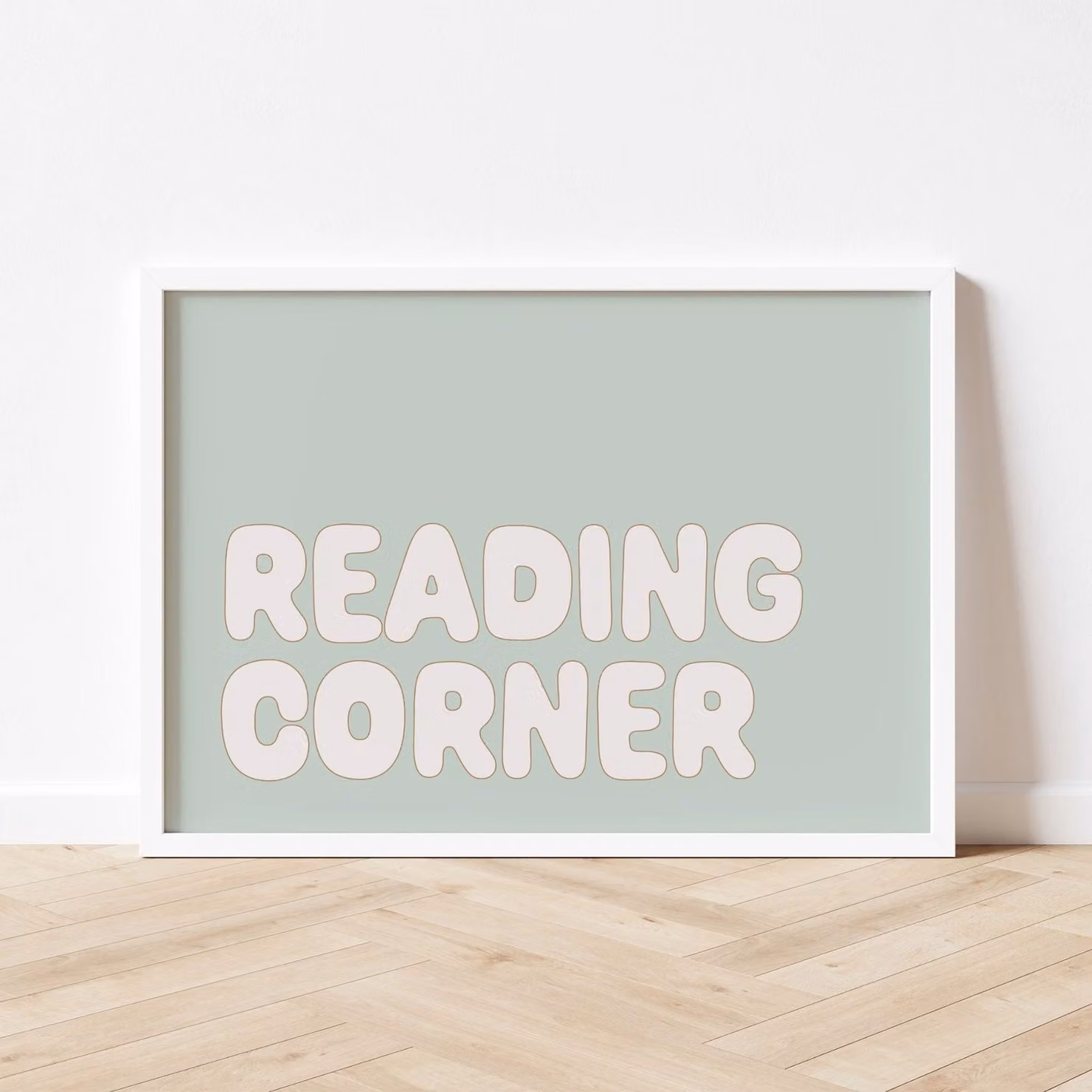 Autumns Corner Reading Corner Typography Paper Poster, A2, Olive Green – 2