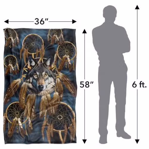 JQ Licensing Dreamcatcher Wolf Silky Touch Super Soft Fleece Throw Blanket, Multicolour, W: 91 cm, D: 147 cm – 3