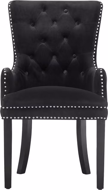 Life Interiors Windsor Velvet Dining Chair with Armrests in Black