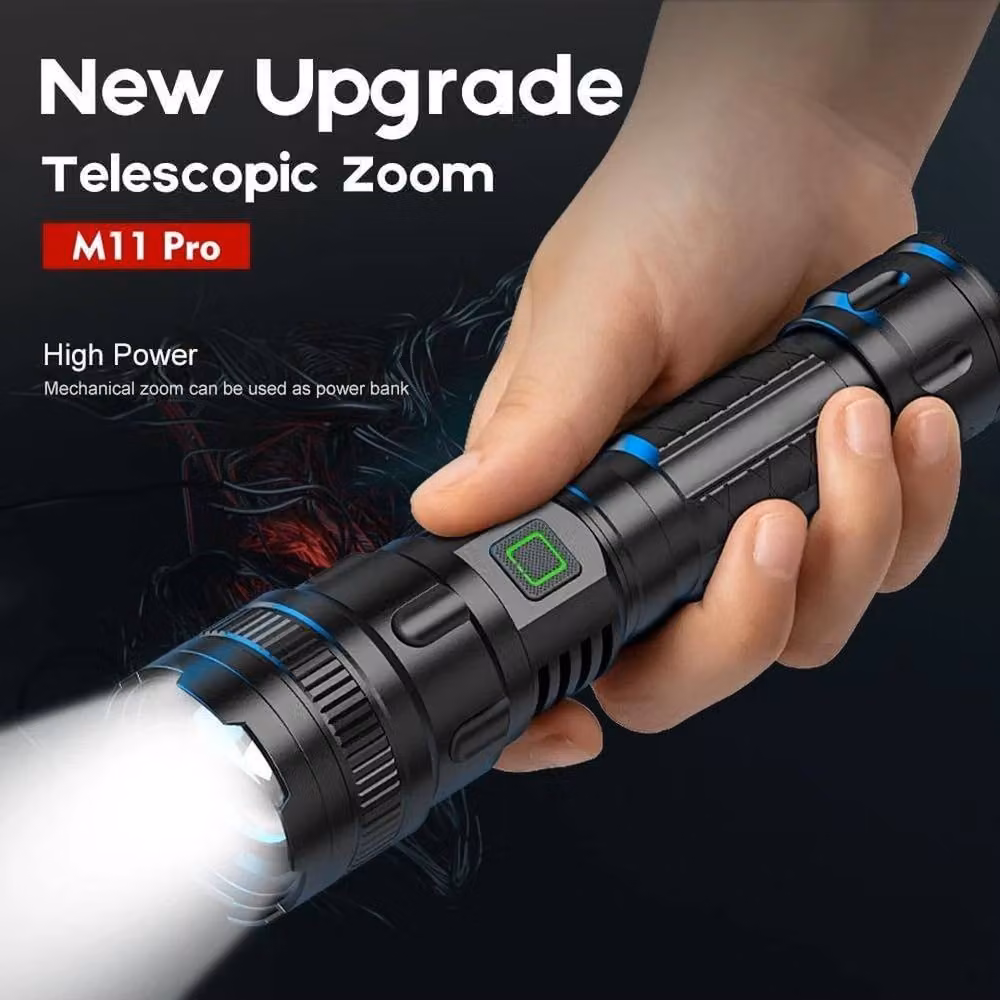 FLAVORA Super Bright 90000LM LED Tactical USB Flashlight in Black – 6