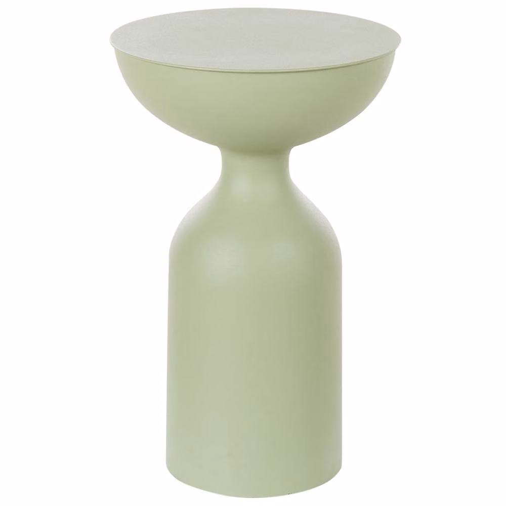 Wyld and Coco Set of 2 Matt Green Metal Round-Top Side Tables – 3