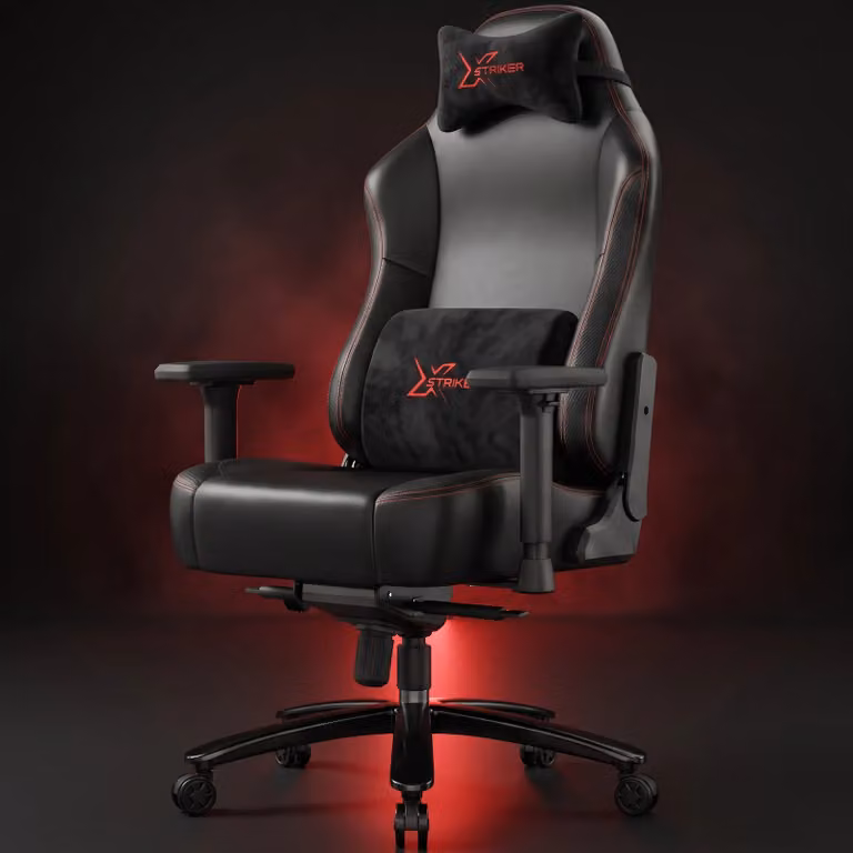 Xstriker Black Ergonomic Gaming Chair with Headrest and Lumbar Support in PU Leather