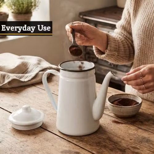 Orsina White and Black Coffee Pot with Drip Free Spout – 3