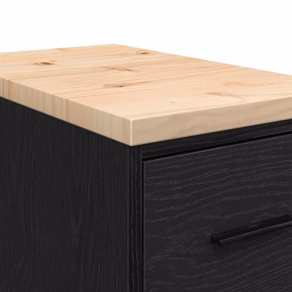Berkfield Home Durable Garage Storage Cabinet in Black, Solid Pine Wood, W/D/H: 30 x 51 x 85 cm – 5