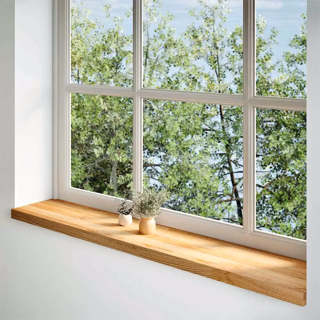 Berkfield Home Solid Oak Wood Window Sills, 2 Pieces, Light Brown, W: 140 cm, D: 25 cm, H: 2 cm – 2