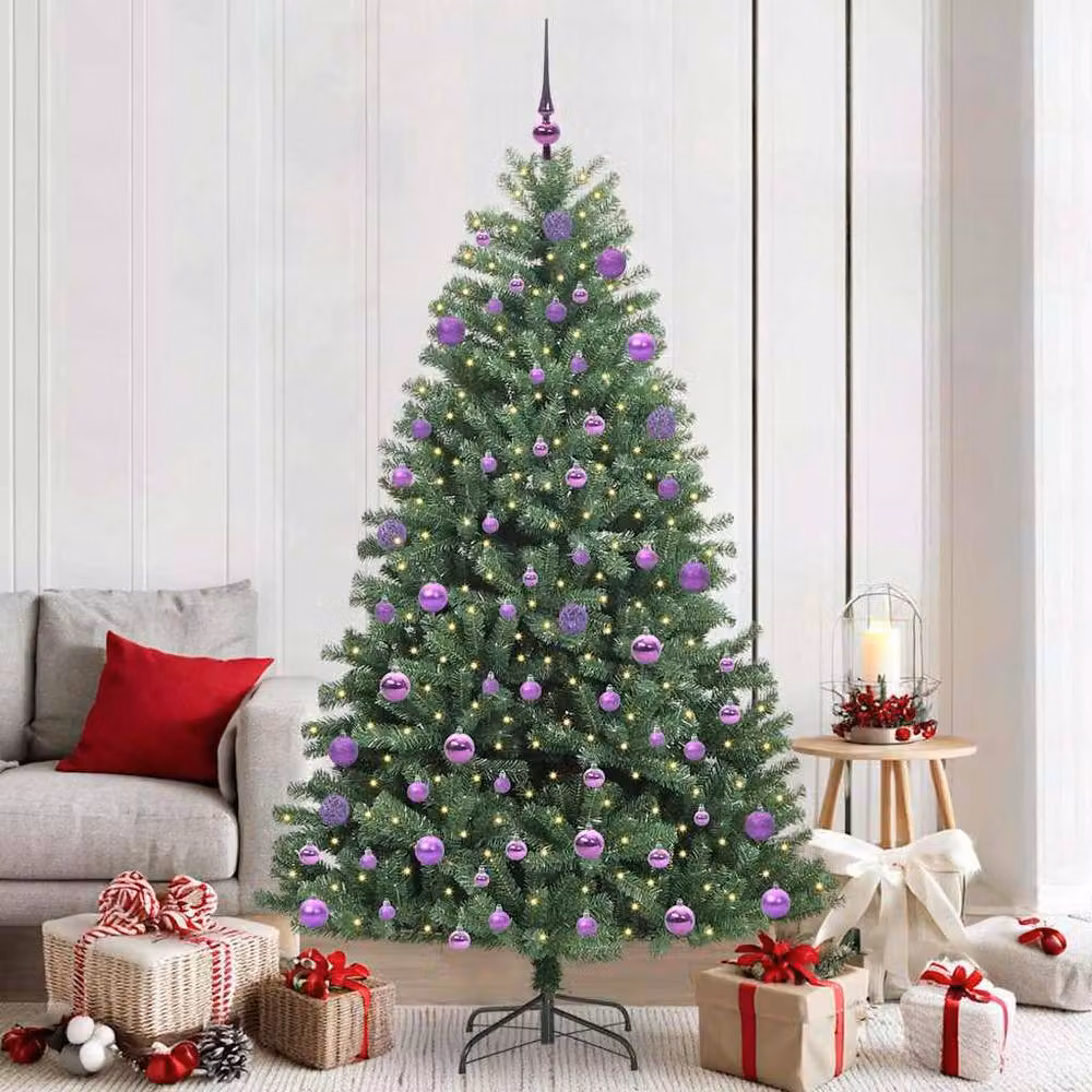 Berkfield Home Realistic Artificial Hinged Christmas Tree in Green, H 210 cm – 2
