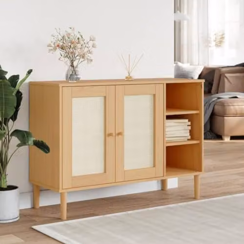 vidaXL SENJA Sideboard in Brown Rattan Look Solid Pine Wood W/D/H: 112 x 40 x 80 cm – 2