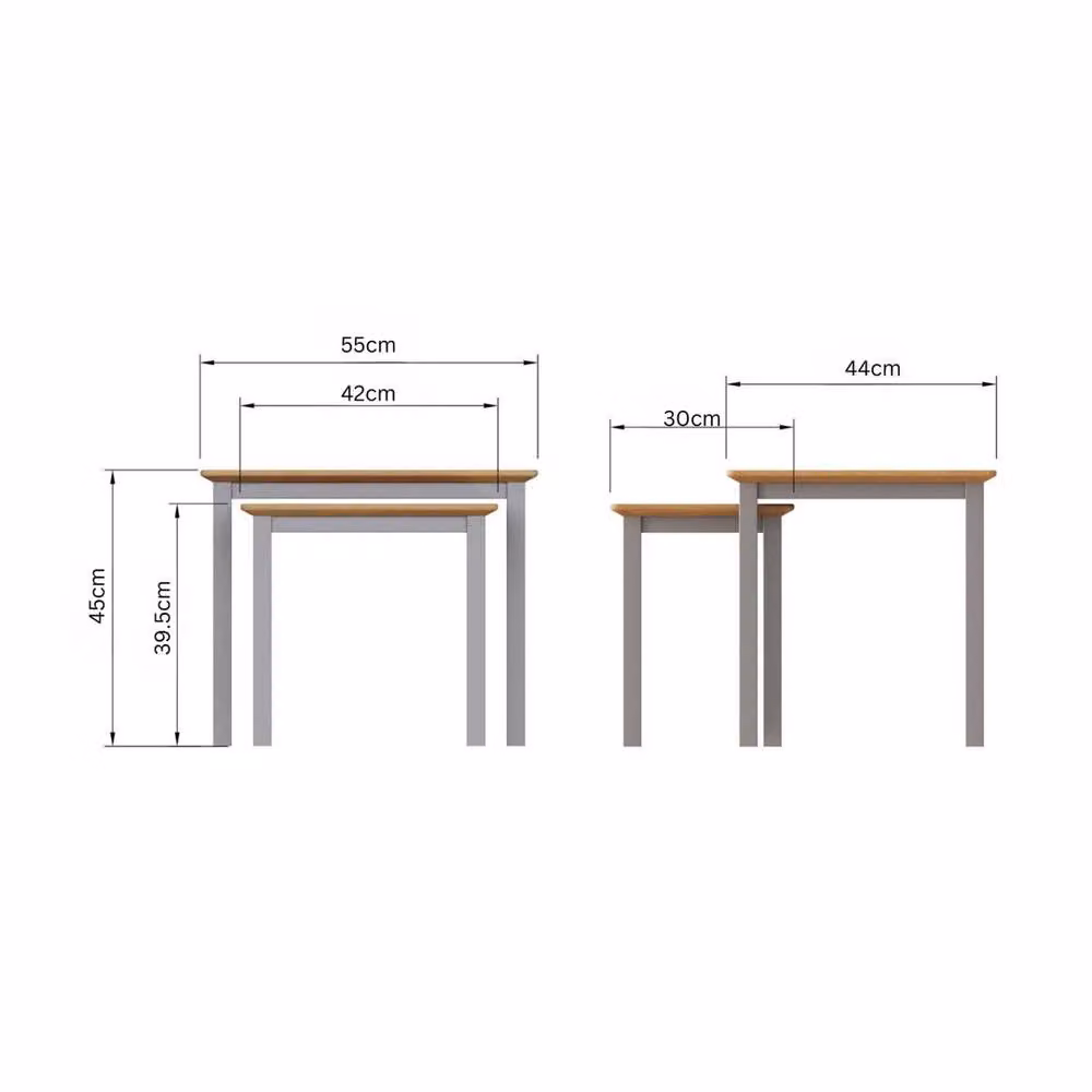 KORVIXA Grey Oak Veneer Nest of 2 Square Coffee Tables – 2