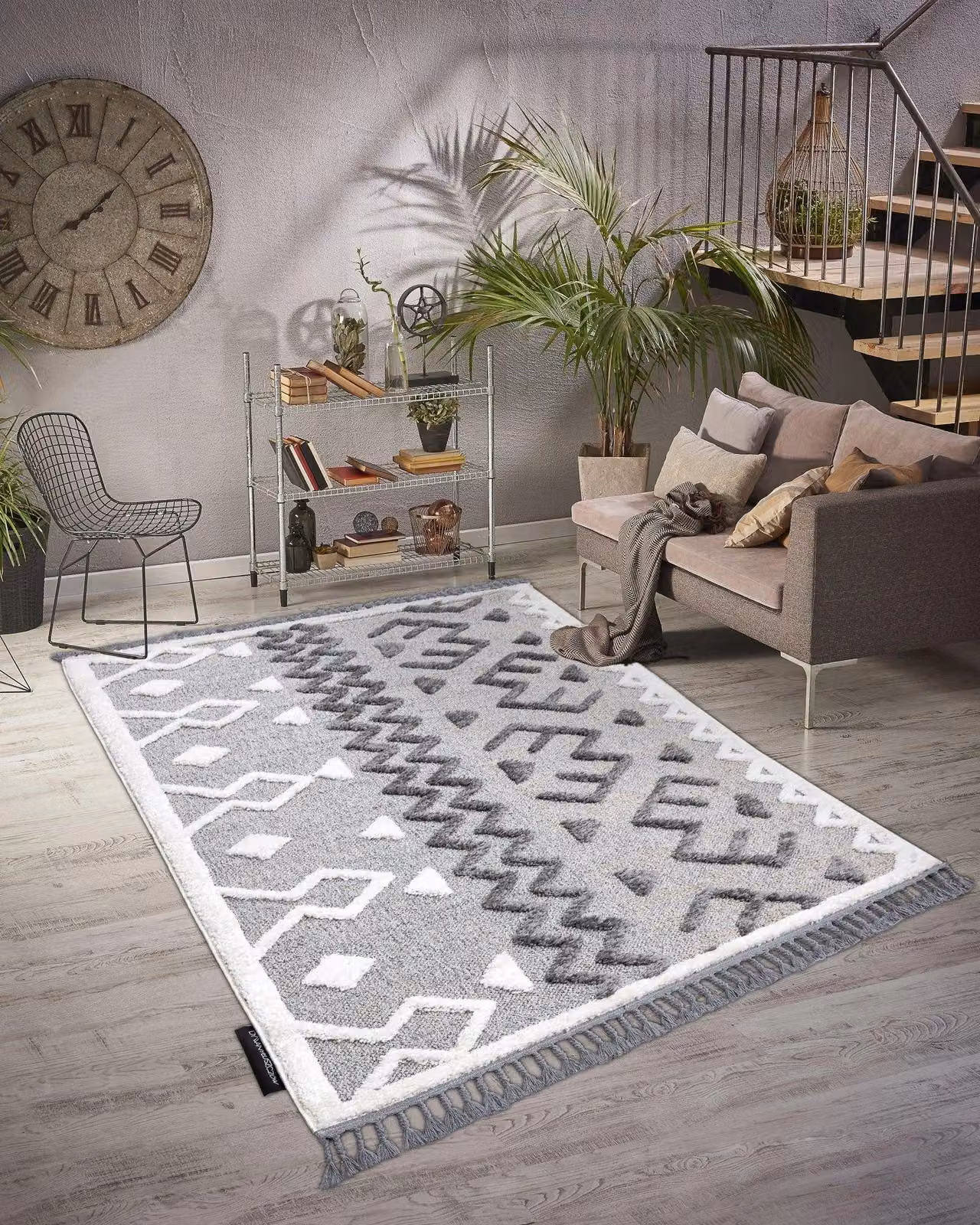 RugsX Moroccan Grey Polypropylene Rug, W: 120 cm, D: 170 cm – 2