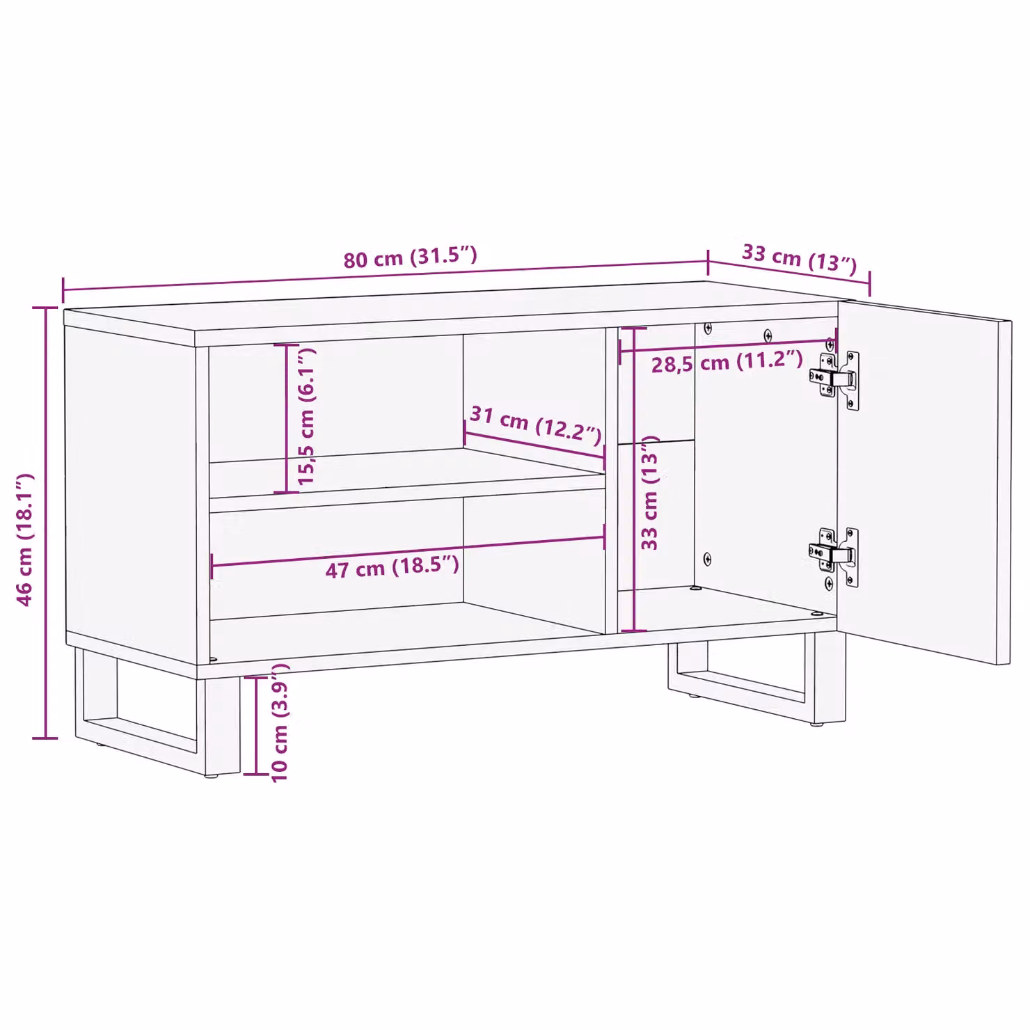 Berkfield Home Modern TV Cabinet in Walnut Brown, W/D/H: 80 x 31.5 x 46 cm – 6