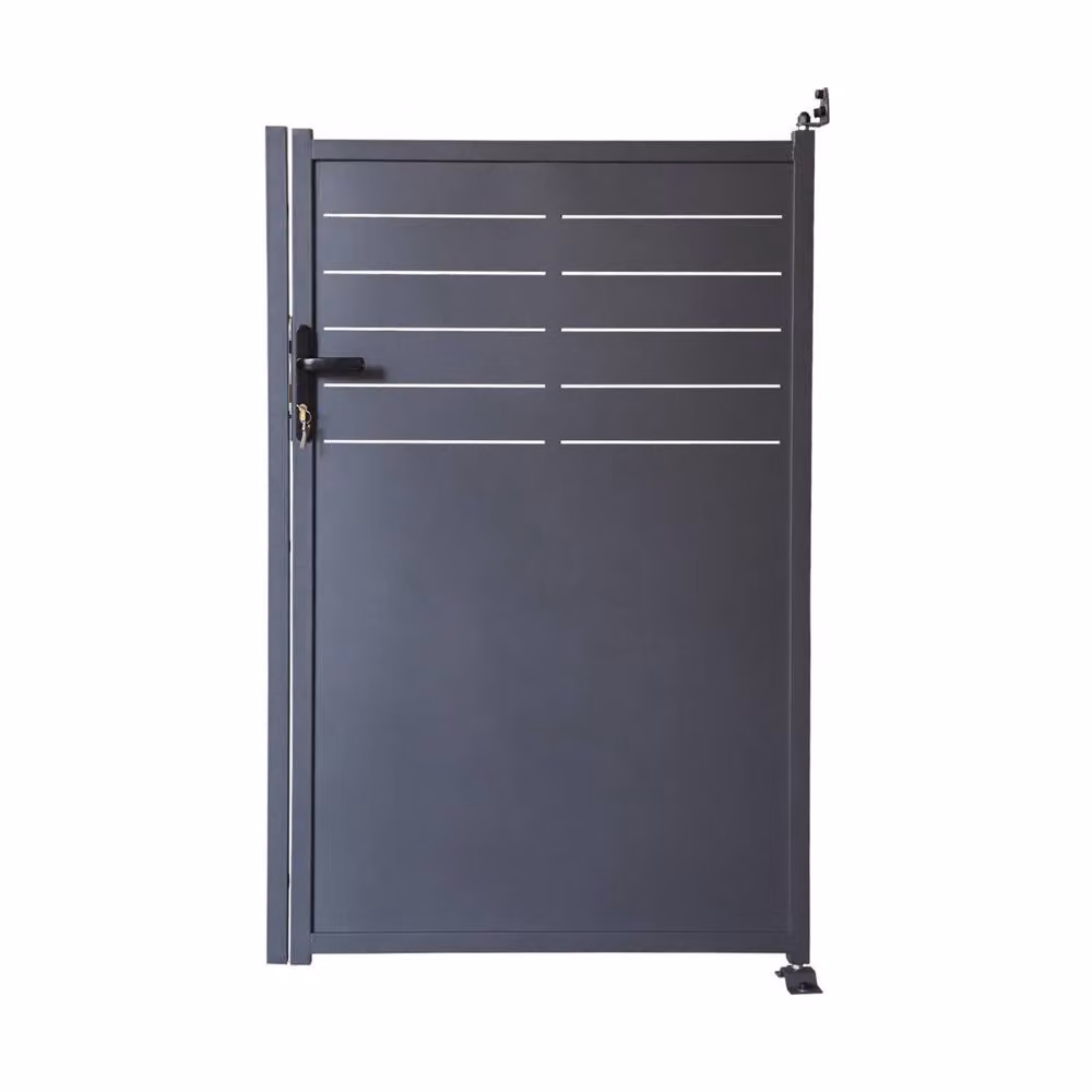 sweeek Galvanised Steel Garden Swing Gate with Lock and Handle in Grey, H 160 cm x W 107 cm x D 22.6 cm – 2