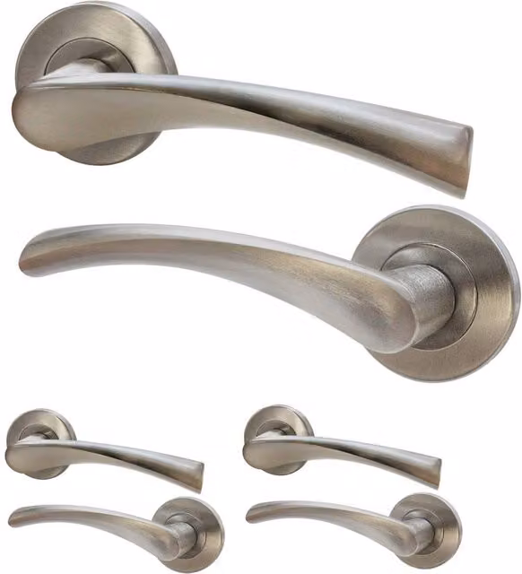 AFIT Novi Range Satin Nickel Internal Twist Door Handles, 3 Pairs, Silver