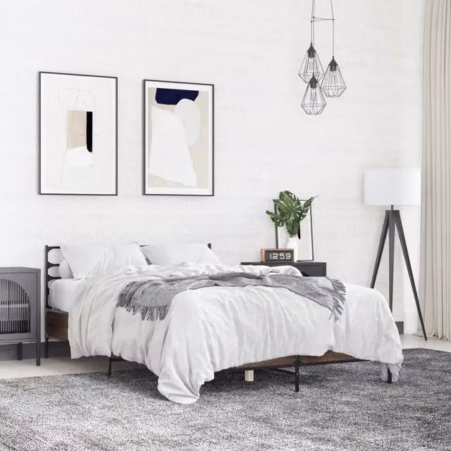 Berkfield Home Small Double Bed Frame in Brown Oak, W: 120 cm, D: 200 cm – 1