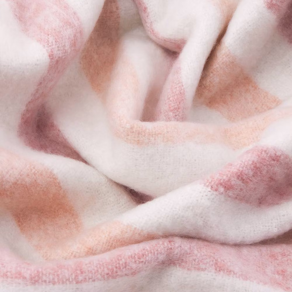 Wylder Beechwood Pink Woven Cotton Striped Throw with Fringes, W/D/H: 140 x 180 cm – 3