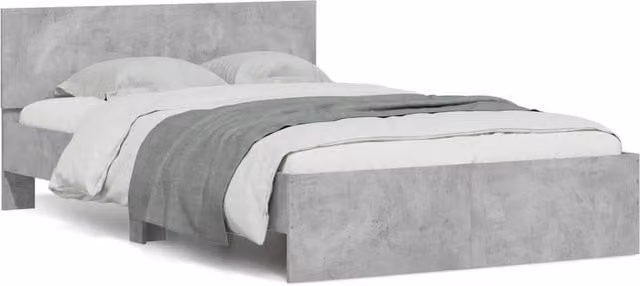 Berkfield Home Small Double Bed Frame with Headboard, LED Under-Bed Lighting and USB Charging Port, Concrete Grey, W/D/H: 120 x 190 cm