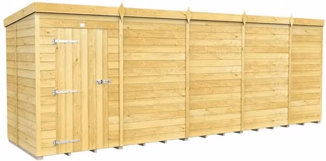 Buttercup Farm Brown Pent Shed with Single Door and No Window, W: 560 cm, D: 147 cm, H: 201 cm – 1