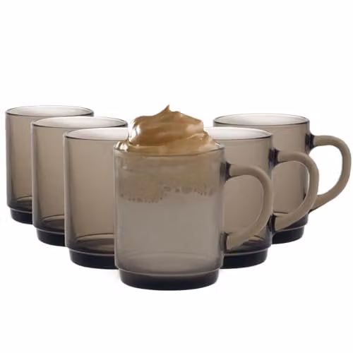Duralex Versailles Glass Coffee Mugs, 260ml, Pack of 12, Black or Grey – 1