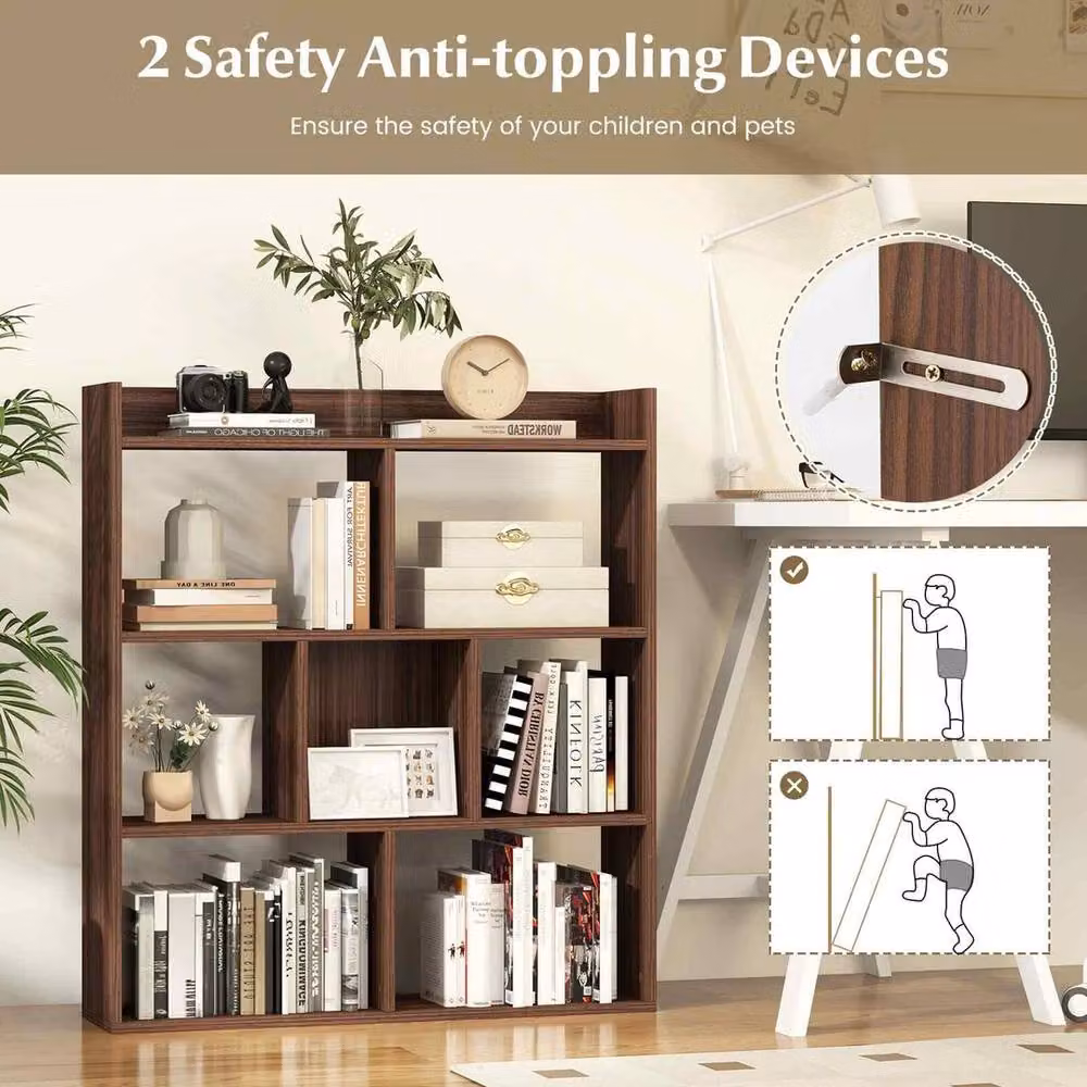 FORGEVIO Free-standing Wood Storage Unit and Display Rack in Brown – 3