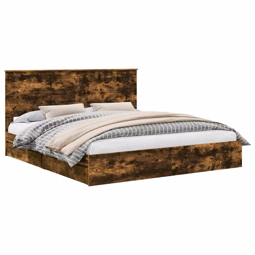 Berkfield Home Modern Storage Bed with Drawers in Smoked Oak Brown, W/D/H: 180 x 200 cm – 2