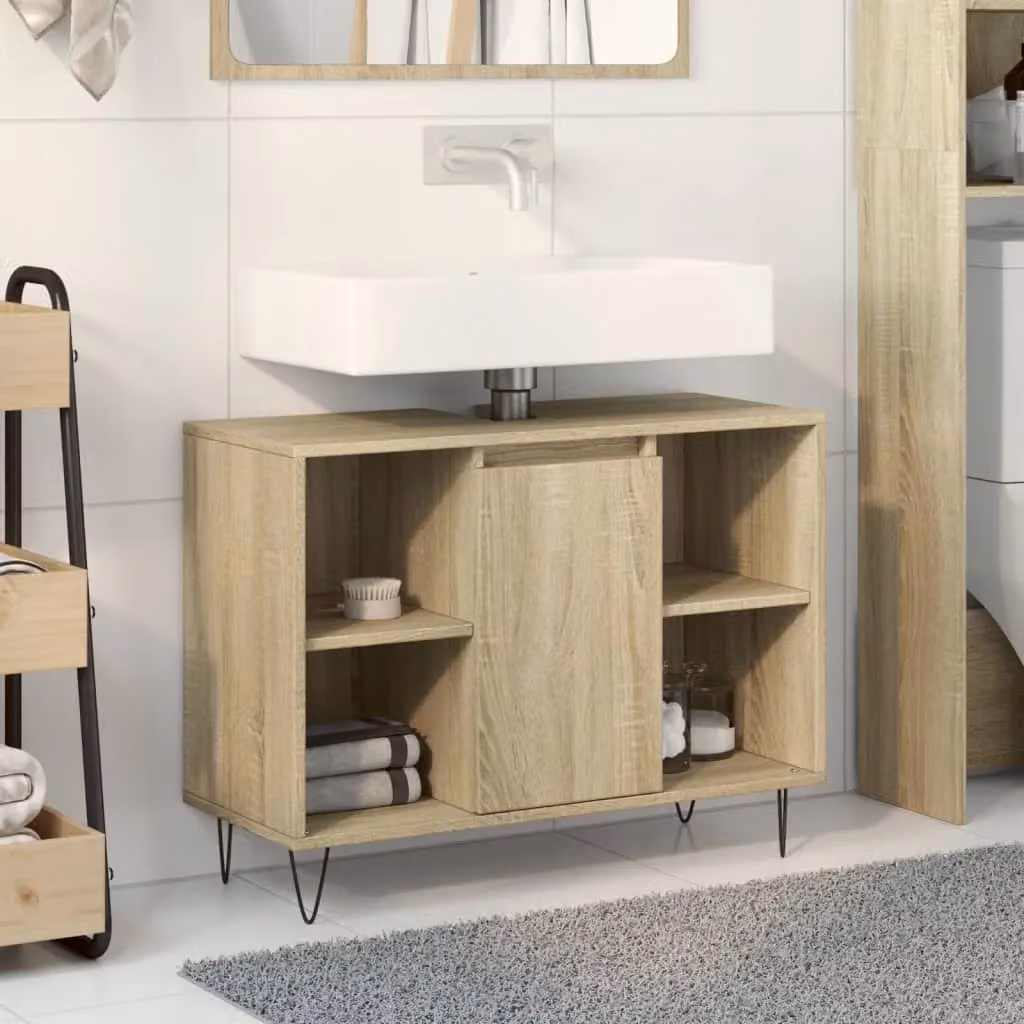 Berkfield Home Sonoma Oak Bathroom Cabinet, Brown, W/D/H: 80 x 33 x 60 cm – 2