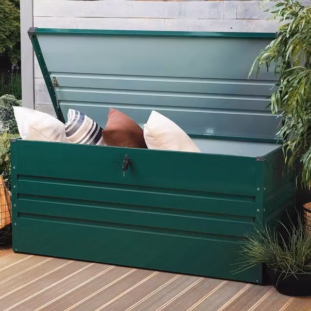 Wyld and Coco 400L Lockable Outdoor Storage Box in Green Galvanised Steel