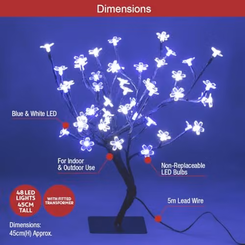 The Christmas Workshop 45 cm 48 LED Blossom Tree in Blue and White – 2