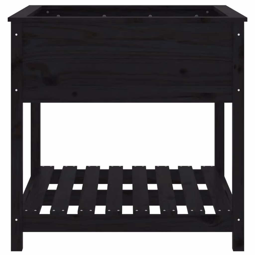 Berkfield Home Rustic Pine Planter with Shelf, Black, W: 82.5 cm, D: 82.5 cm, H: 81.0 cm – 4