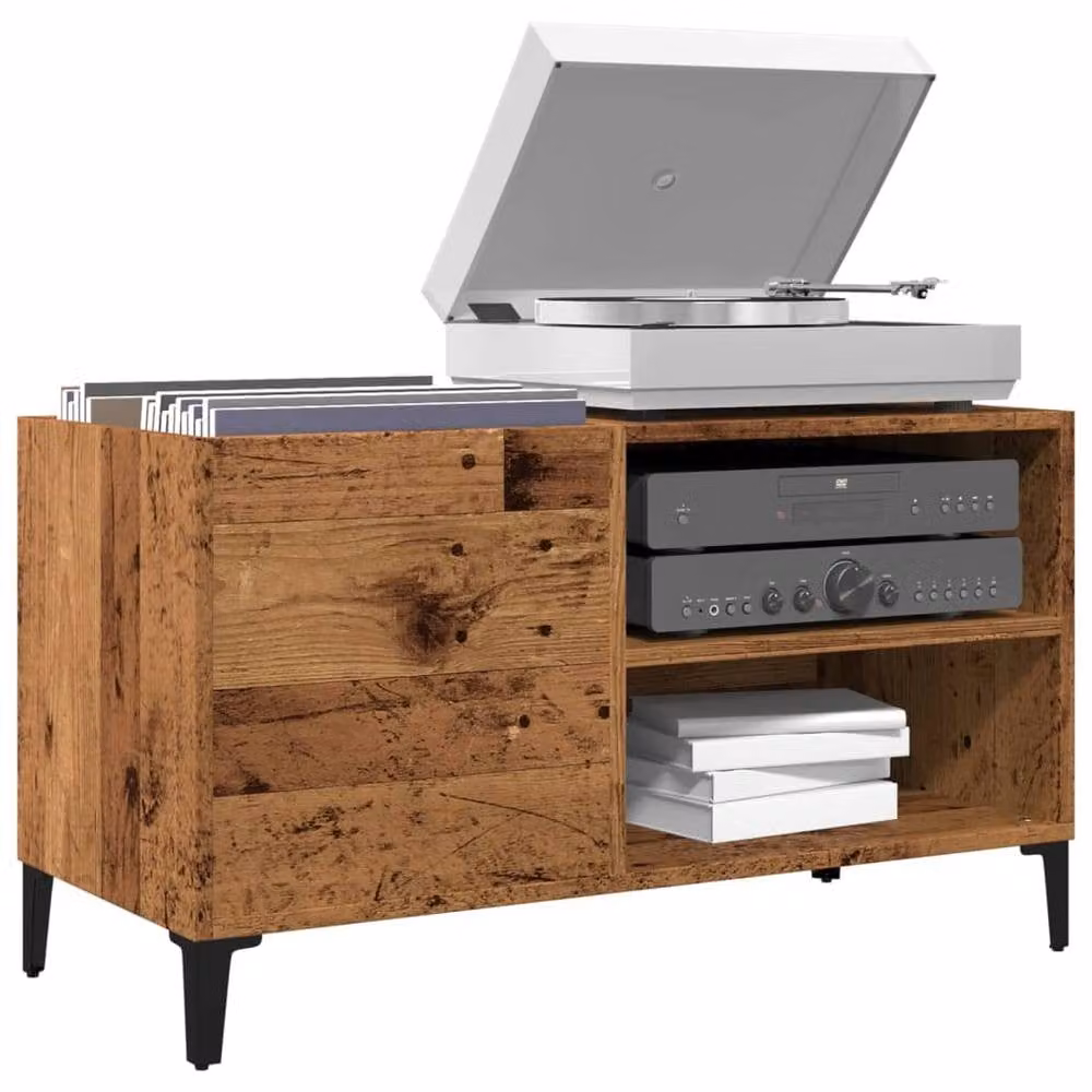 Berkfield Home Old Wood Record Cabinet in Brown, W: 84.5 cm, D: 38 cm, H: 48 cm – 2