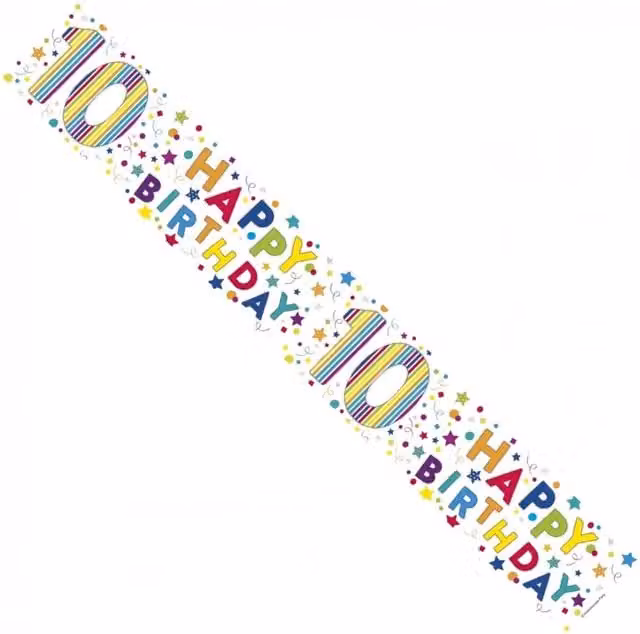 KDMD Happy 10th Birthday Banner Pack of 12 in Multicolour