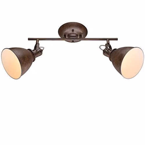 Globo Lighting Giorgio Twin Ceiling Spotlight in Brown Metal with 2x E14 Adjustable Lamps