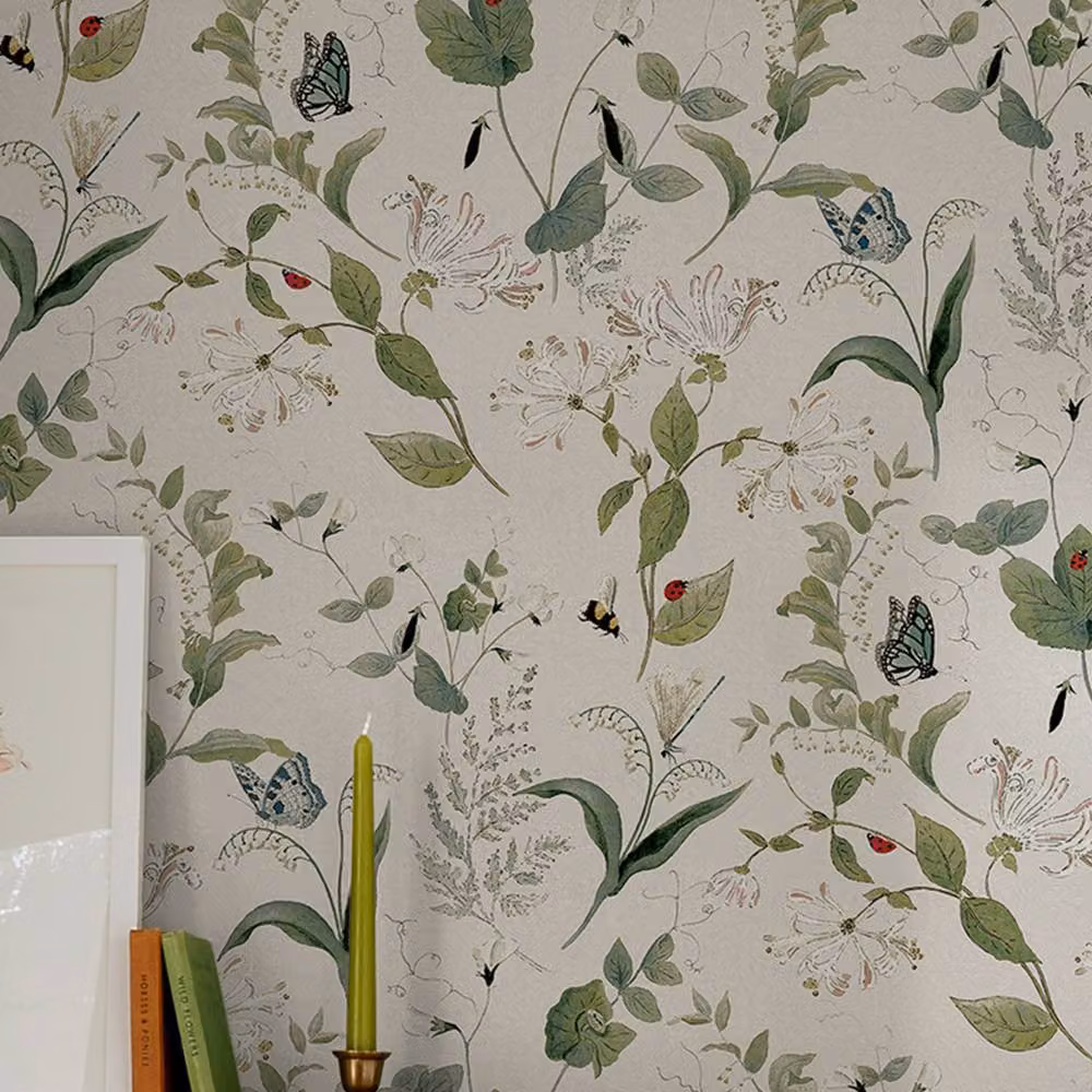 Sophie Allport Wild Floral Langham White Wallpaper, Width: 52 cm – 2