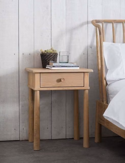 Gallery Direct Wycombe 1 Drawer Bedside Table in Brown Wood