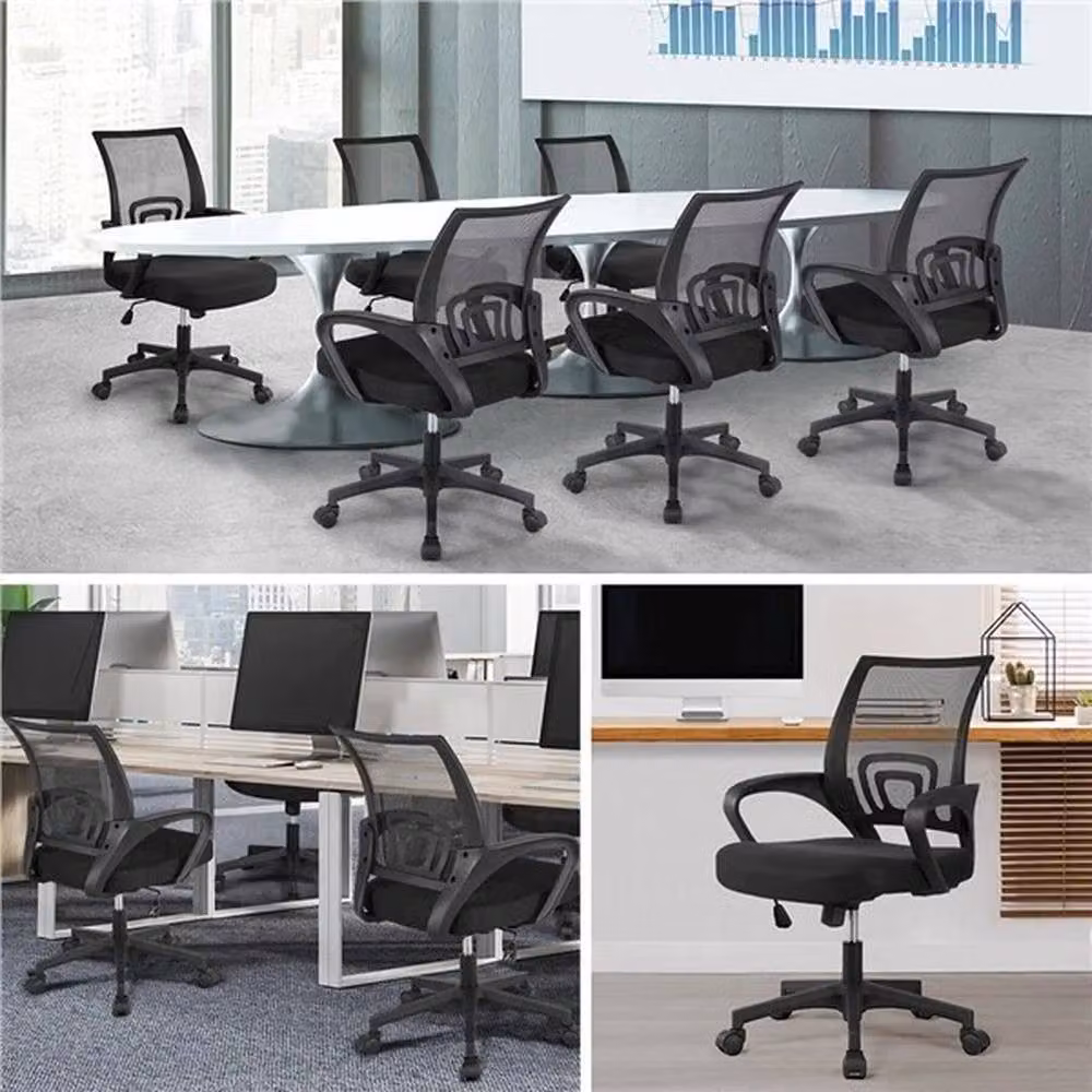 KORVIXA Black Fabric Swivel Home Office Task Chair with Armrests – 4