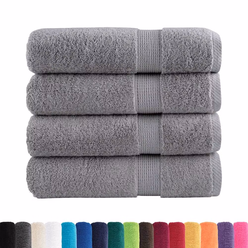 Berkfield Home SOLUND Premium Cotton Terry Bath Towels, Grey, 4 Pieces, W: 100 cm x L: 150 cm, 600gsm – 3