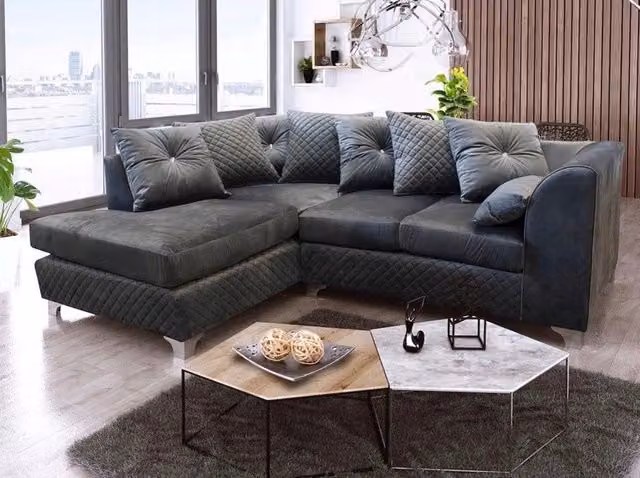 Snugg Furniture UK Limited Stork Left Hand L-Shape Plush Velvet Sofa in Grey