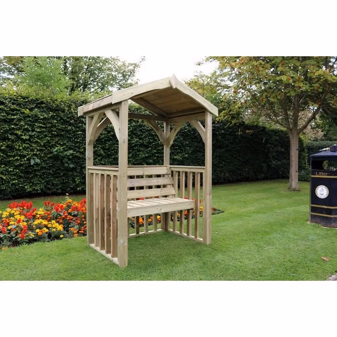 Churnet Valley Garden Furniture Ltd Anastasia Arbour with 2 Bench Seats and Trellis in Brown, W/D/H: 190 x 135 x 90 cm – 2