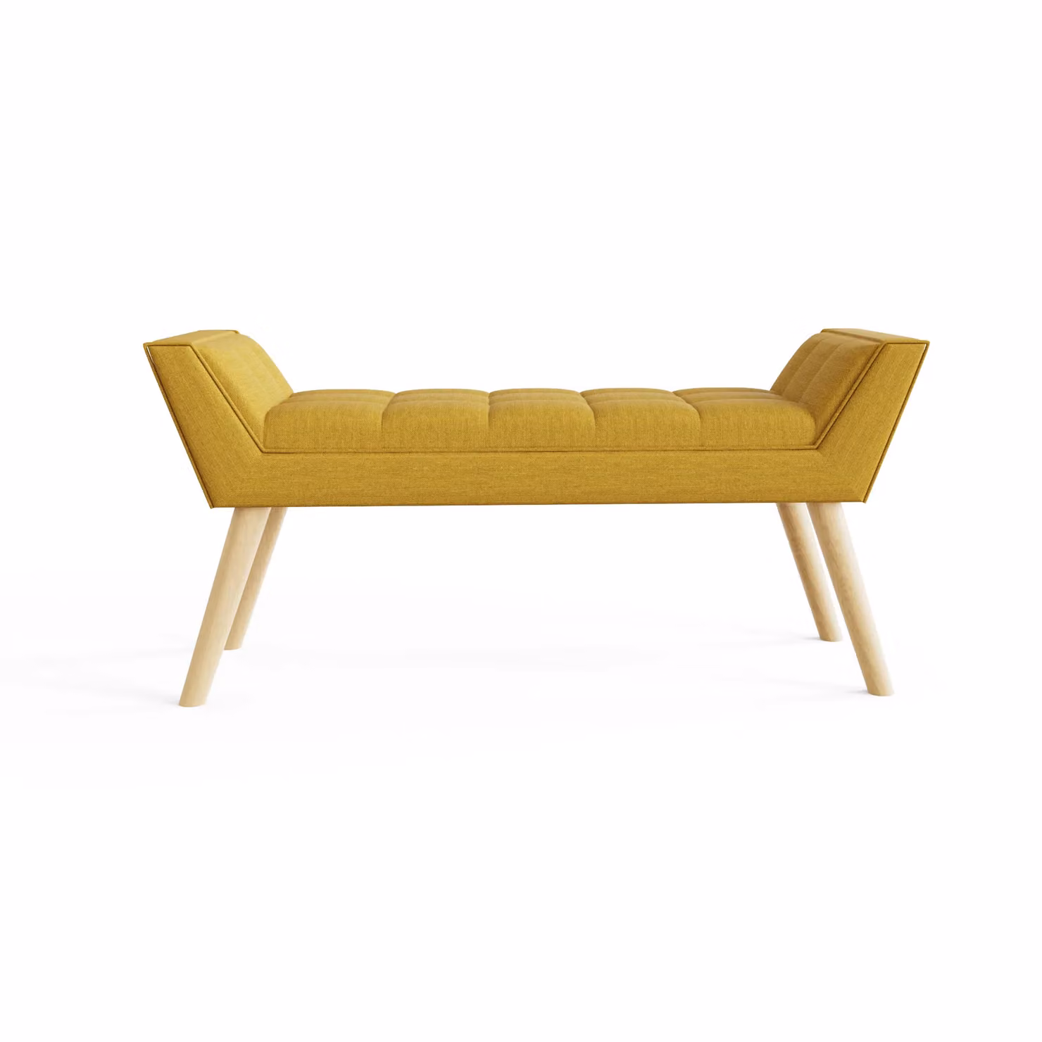 GFW Milan Mid-Century Upholstered Storage Bench in Yellow Fabric – 3