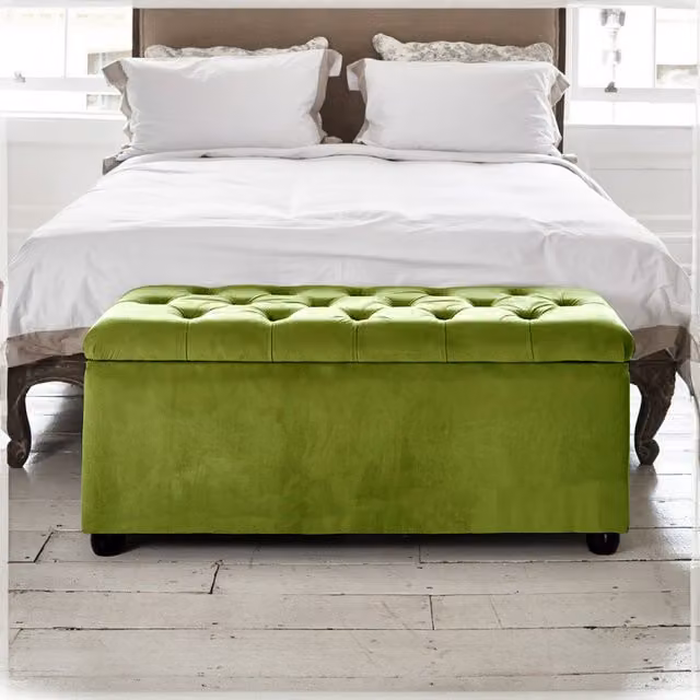 Paradise Furniture UK Chesterfield Ottoman Tufted Box in Green Velvet