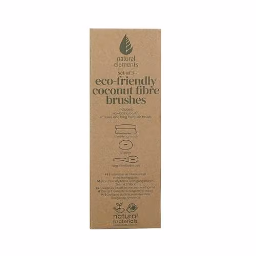 Natural Elements 3-Piece Coconut Fibre Cleaning Brush Set in Brown – 6