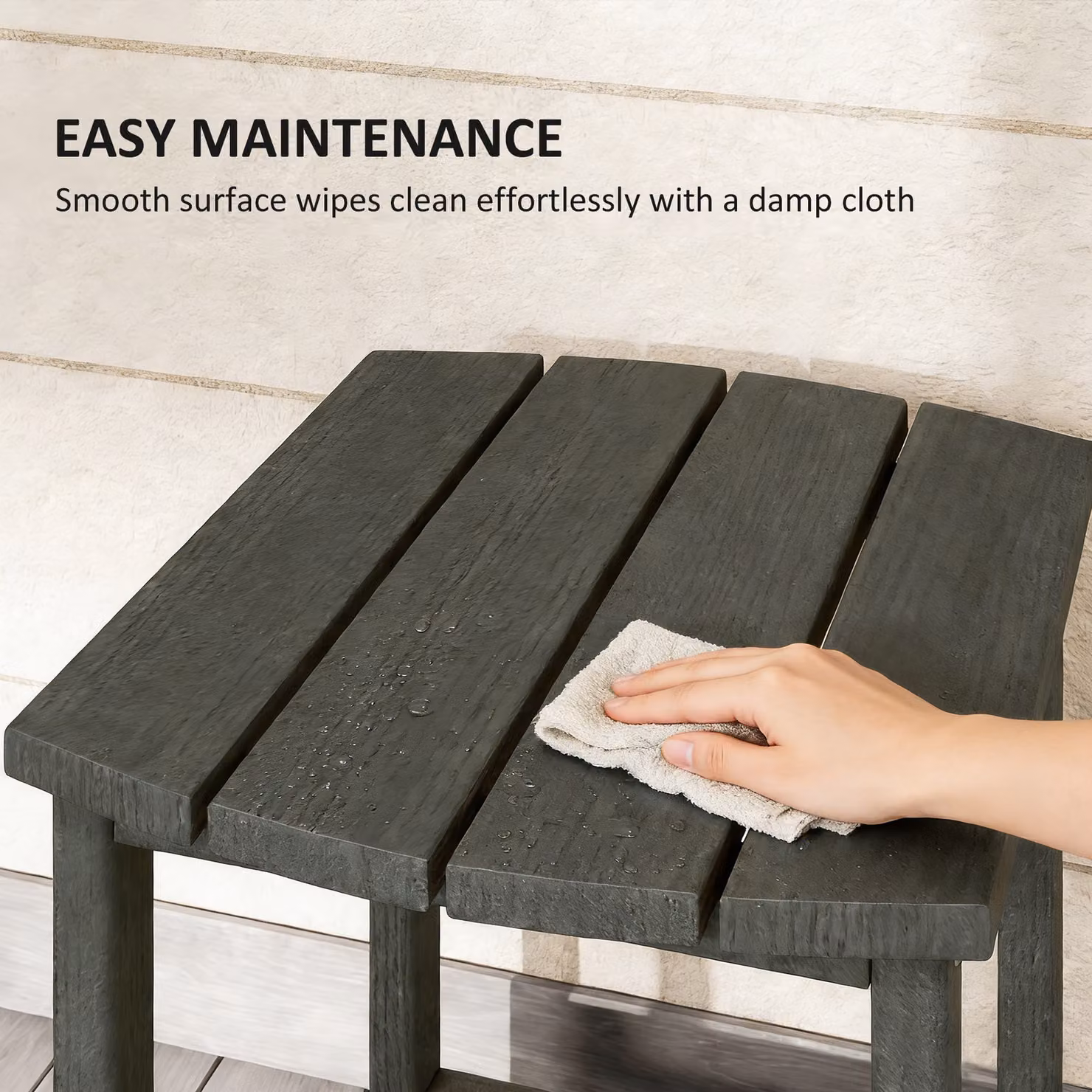 Outsunny Grey All-Weather Adirondack Outdoor Side Table for Garden and Terrace, W/D/H: 46 x 37 x 48 cm – 7