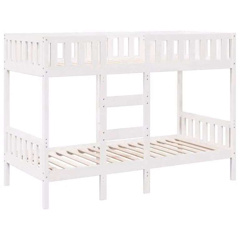 Berkfield Home Two-Level Childrens Bunk Bed in White Solid Pine Wood, W/D/H: 90 x 190 cm
