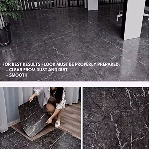 Novecrafto Self Adhesive Marble Effect Vinyl Floor Tiles, Pack of 30, Stone Look, W/D: 30.5 x 30.5 cm – 8
