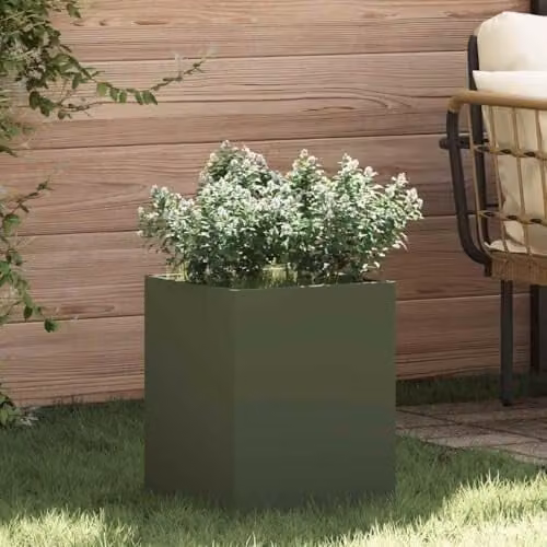 vidaXL Garden Planter Tub, Green, Steel, W/D/H: 32 x 32 x 40 cm – 2