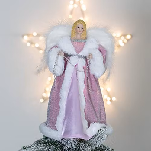 The Christmas Workshop 71109 Angel Tree Topper in Pink and White – 1