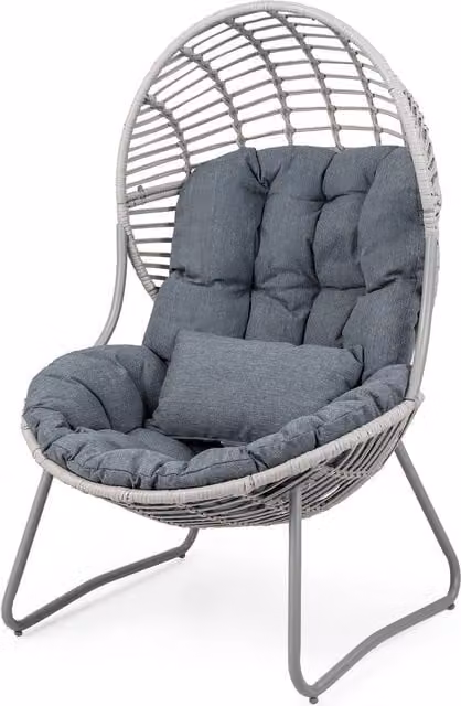 Costway Oversized PE Wicker Egg Chair with Removable Seat and Back Cushions in Grey – 1
